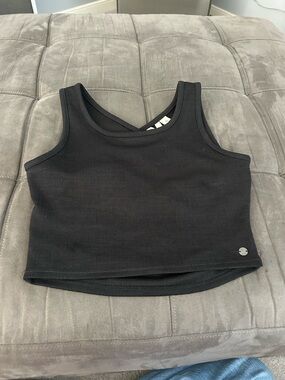 Roxy Black Ribbed Cropped Tank